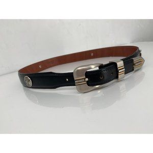 Jardine Collection 34 Leather Game Day Tulane Green Wave Concho Belt Black Brush